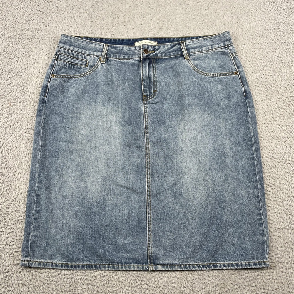 The Main Street Exchange Denim Skirt Women 20 Blue Jean Knee Length Casual Basic